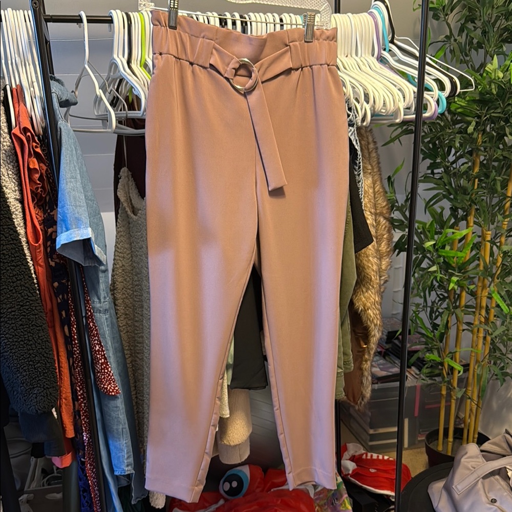 Women's Pink Belted Pants